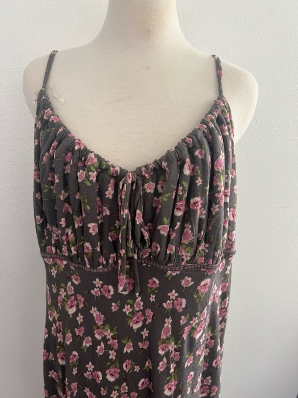 wild fable Gray Floral Maxi Dress with Pink Blossoms